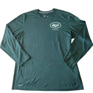 Nike NFL T Shirt Man's 2X Green New York Jets Football Dri-Fit‎ Long Sleeves